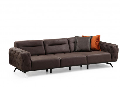 Chesterfield Viersitzer Couch Braun Sofa 4 Sitz Polstersofa Stoffsofa
